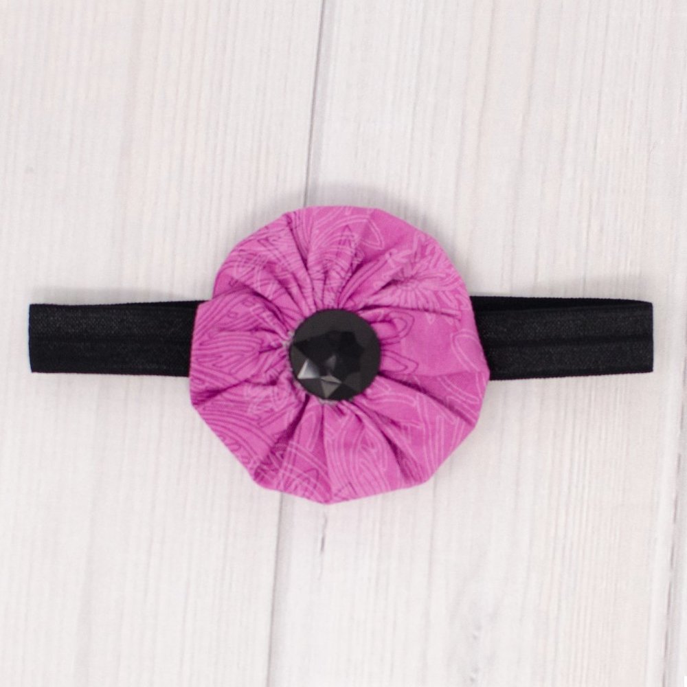 Purple & Black Hair Bow & Headband Set
